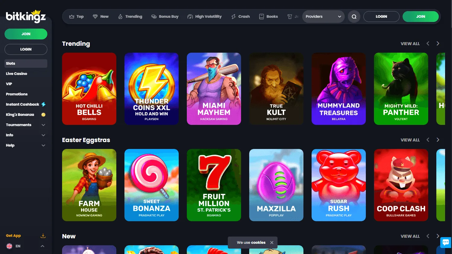 Bitkingz Casino desktop games page