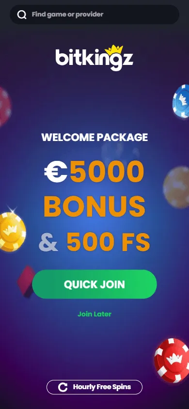 Bitkingz Casino mobile home page